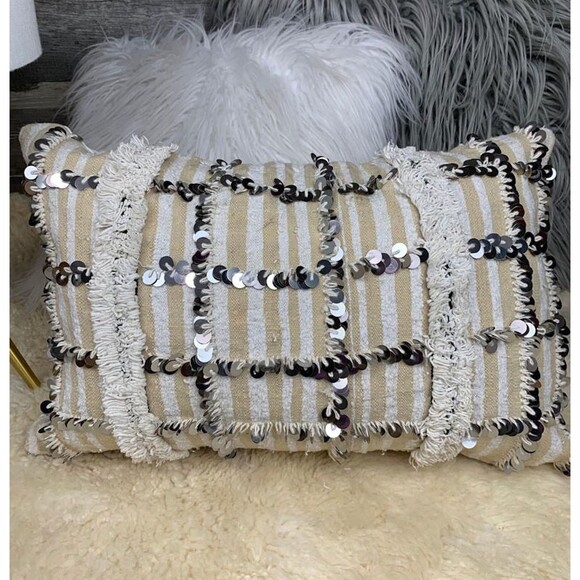 Vintage Moroccan Pillow Handira Berber Wedding Blanket Cushion 03YS00243 - Picture 1 of 8